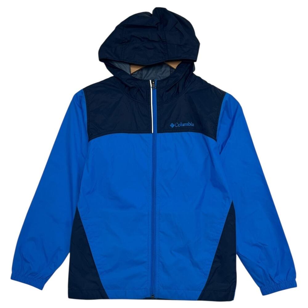 Columbia Jacket Youth Medium Blue Hooded Full Zip Windbreaker Outdoor Light
